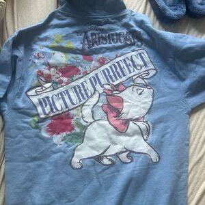 Disney Blue Aristocats Hoodie with Vintage Cat Graphic